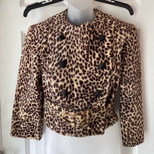 Vintage Custom Tailored Faux Leopard Jacket with Belt